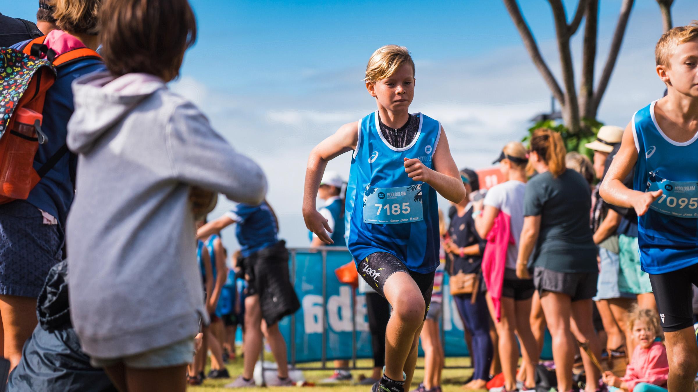 Young athlete running in the Mooloolaba Triathlon