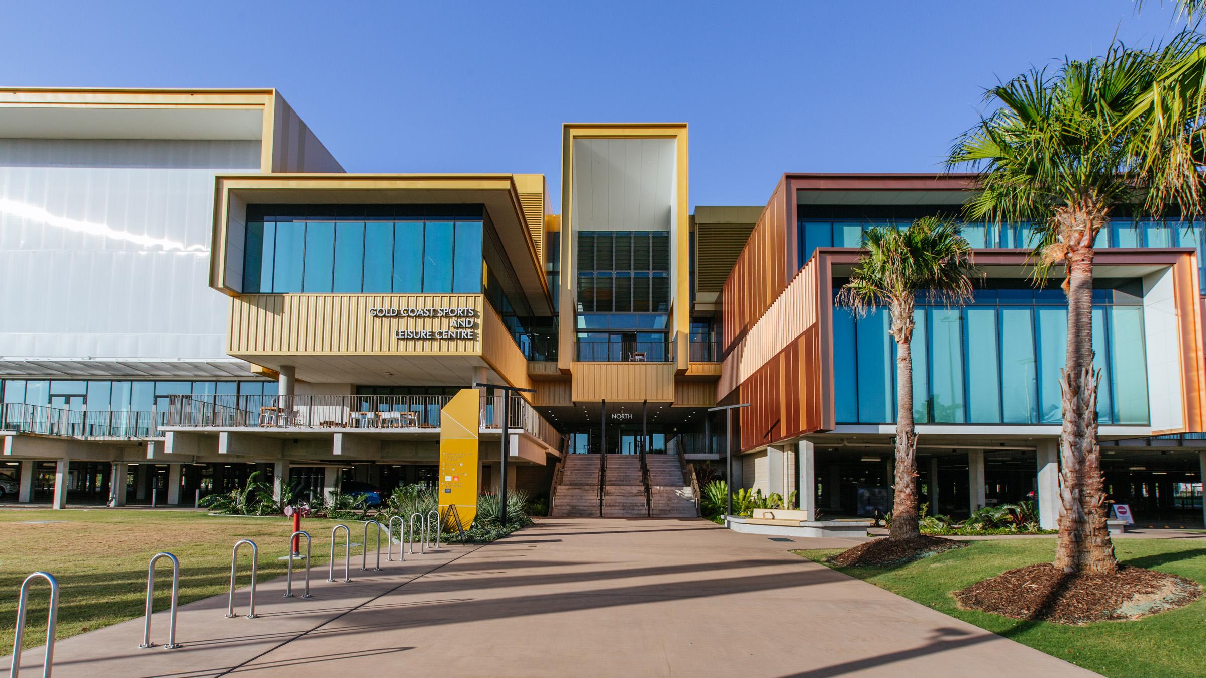 Exterior of north entrance stairs to Gold Coast Sports and Leisure Centre