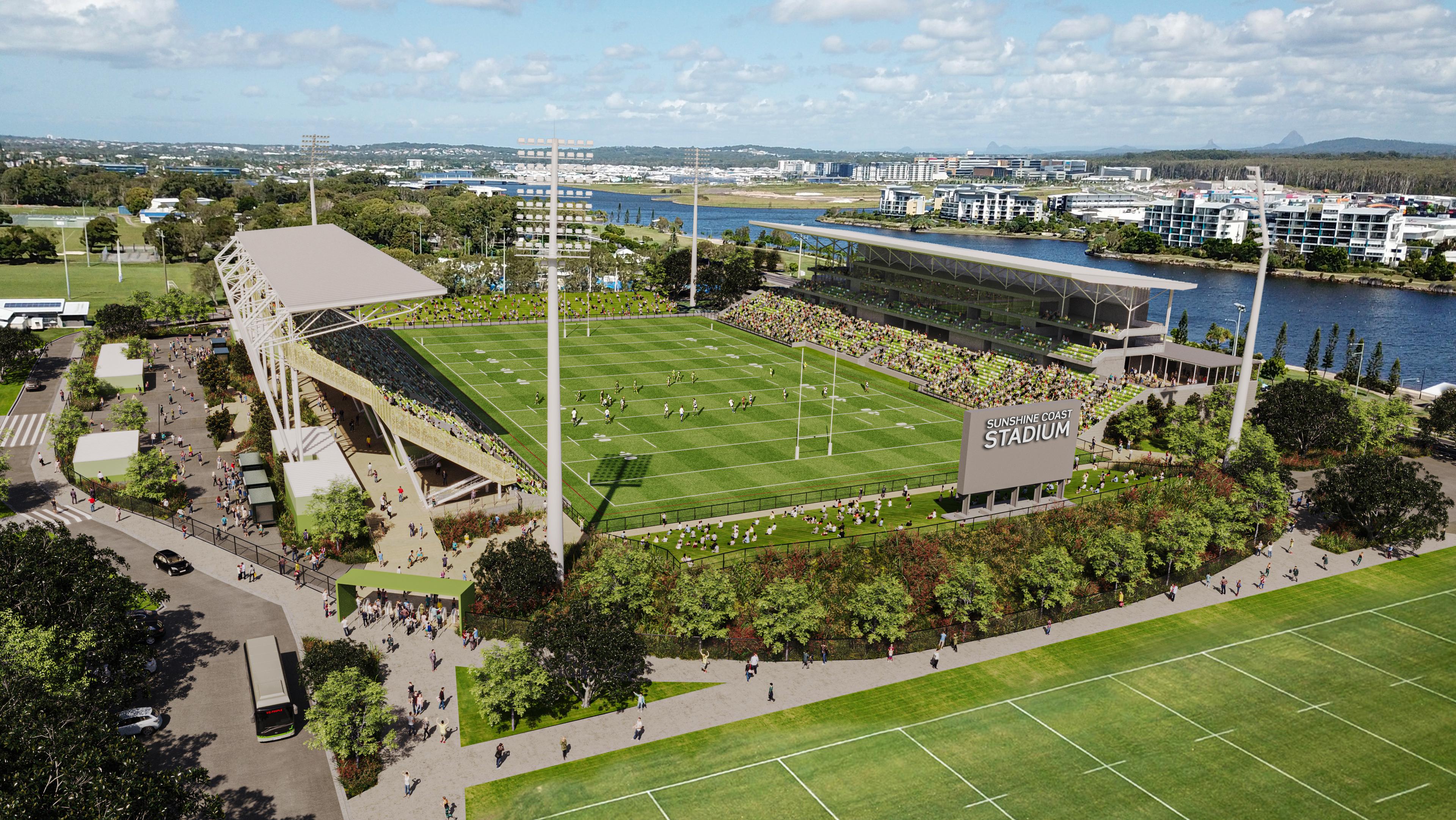Artist impression of the upgraded Sunshine Coast Stadium