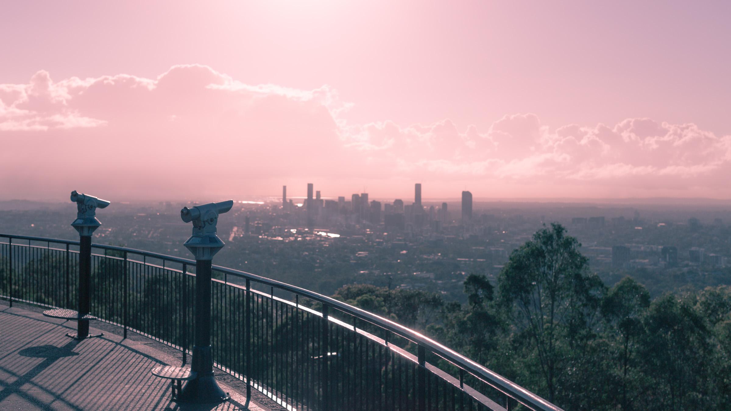 View of Brisbane City from Mount Coot-Tha lookout point