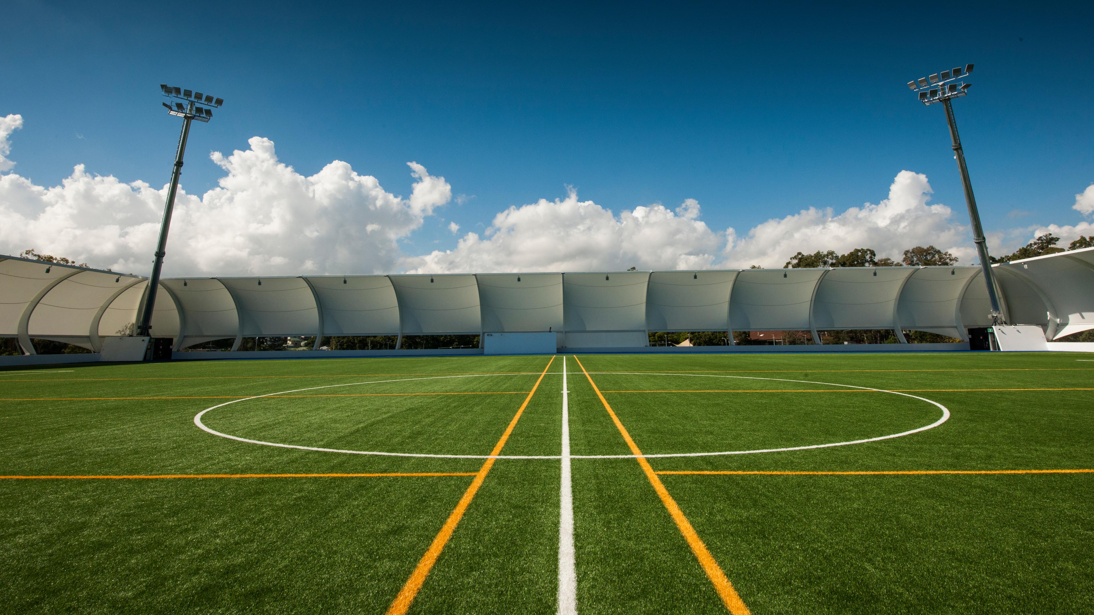 Image of sports field with shade covers